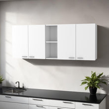 Load image into Gallery viewer, 59" Wood Wall Mounted Accent Cabinet With Four Doors - White