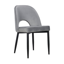 Load image into Gallery viewer, Slipcovered Upholstered Velvet Partially Open Back Dining Side Chairs (Set of 2) - Gray
