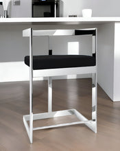 Load image into Gallery viewer, Velvet And Stainless Steel Low Back Counter Height Bar Chair - Black And Silver