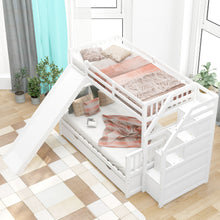 Load image into Gallery viewer, Bunk Bed With Storage Staircase, Slide, Desk, Drawers, And Shelves