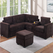 Load image into Gallery viewer, Contemporary L-Shaped Sectional Set With USB Console & Ottoman