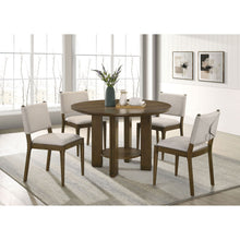 Load image into Gallery viewer, Crispin - 5 Piece Round Dining Table Set With Upholstered Chairs - Brown