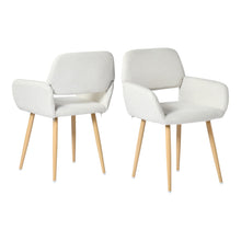 Load image into Gallery viewer, Fabric Steel Dining Arm Chairs (Set of 2) - Beige / Oak