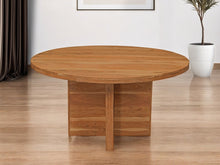 Load image into Gallery viewer, 60" Rounded Solid Wood Pedestal Base Dining Table - Natural