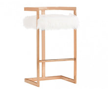Load image into Gallery viewer, Velvet And Stainless Steel Low Back Bar Height Bar Chair - White And Pink