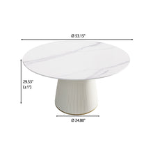 Load image into Gallery viewer, Modern Artificial Stone Round Plywood Base Dining Table, Can Accommodate 6 People, (Not Including Chairs) - White / Beige