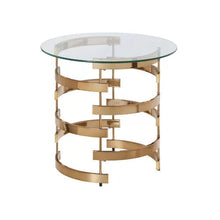 Load image into Gallery viewer, 21" Glass Iron Round End Table - Champagne