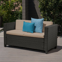 Load image into Gallery viewer, Puerta - Loveseat Outdoor Seating With Water Resistant Cushions - Dark Brown