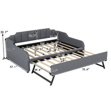 Load image into Gallery viewer, Full Size Upholstered Daybed With Trundle And USB Charging - Gray