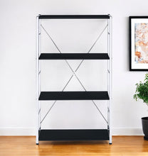 Load image into Gallery viewer, Four Tier Etagere Bookcase - Black / Silver