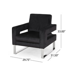 Load image into Gallery viewer, Modern Glam Club Arm Chair With Velvet Upholstery And Stainless Steel Legs - Black