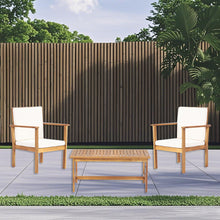 Load image into Gallery viewer, 3 Piece Patio Set With Slatted Design, 2 Club Chairs And Coffee Table - Brown