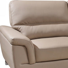 Load image into Gallery viewer, Faux Leather Sofa With Silver Legs - Beige