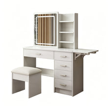 Load image into Gallery viewer, Fashion Vanity Desk With Mirror And Lights For Makeup, 5 Drawers, Adjustable Lighting - White