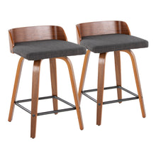 Load image into Gallery viewer, Maya - Mid Century Modern Fixed Height Counter StoolSwivel And Square Footrest (Set of 2)