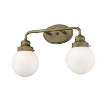 Load image into Gallery viewer, Two Light Wall Sconce With Round Glass Shade - Gold