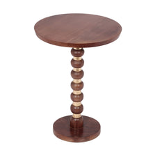 Load image into Gallery viewer, Modern Mango Wood Round End Table With Gold Accents, Solid Wood - Honey