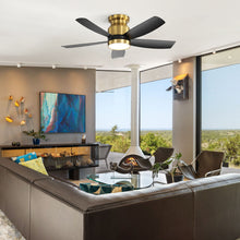 Load image into Gallery viewer, Flush Mount Ceiling Fan With LED Light 22W And Remote Control Blades / Body, DC Motor