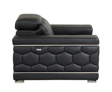Load image into Gallery viewer, Sofa Italian Leather With Silver Legs - Black