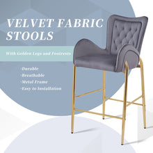 Load image into Gallery viewer, Fabric Counter Height Bar Stools (Set of 2)
