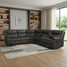 Load image into Gallery viewer, Polyester Blend Reclining U Shaped Three Piece Corner Sectional With Console - Gray