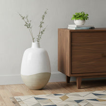 Load image into Gallery viewer, Block Round Floor Vase - White / White