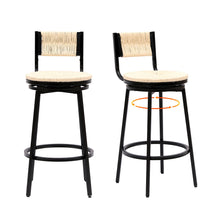 Load image into Gallery viewer, Bar Stools Swivel Counter Chairs With Metal Frame Hand Woven Paper Rope Dining Barstools For Kitchen Counter (Set of 2)