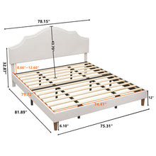 Load image into Gallery viewer, King Size, Upholstered Platform Bed Frame With Adjustable Headboard, No Box Spring Needed - White