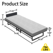 Load image into Gallery viewer, Modern Metal Folding Bed Frame With Foam Mattress, Easy Storage & Mobility - Black