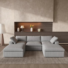 Load image into Gallery viewer, 120" 2 Piece Living Room Set Blend Modular Sofa With Ottoman Storage - Light Gray
