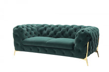 Load image into Gallery viewer, Velvet Loveseat - Emerald Green / Gold