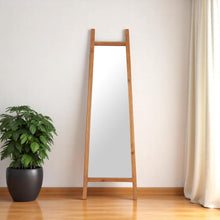 Load image into Gallery viewer, 70" Solid Wood Leaning Geometric Framed Standing Mirror - Natural