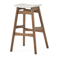 Load image into Gallery viewer, Mid Century Modern Bar Stool Set With Upholstered Seating