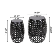 Load image into Gallery viewer, Modern Outdoor Metal End Table Set With Durable Iron Frame - Black
