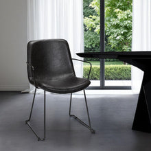 Load image into Gallery viewer, Upholstered Faux Leather Dining Room Arm Chair - Black