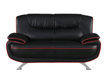 Load image into Gallery viewer, Faux Leather Love Seat - Black / Silver