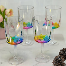 Load image into Gallery viewer, Leadingware Rainbow Diamond Plastic Wine Glasses (Set of 4), Unbreakable Bpa Free Acrylic, 16Oz - Clear