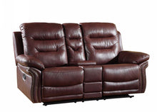 Load image into Gallery viewer, Faux Leather Manual Reclining Loveseat With Storage - Burgundy