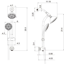 Load image into Gallery viewer, Multi Function Dual Shower Head Shower System With 4.7" Rain Showerhead, 7 Function Hand Shower, Adjustable Slide Bar