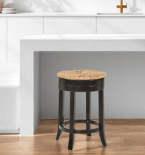 Load image into Gallery viewer, Solid Wood Swivel Backless Counter Height Bar Chair - Natural And Espresso