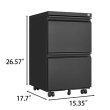 Load image into Gallery viewer, 2 Drawer File Cabinet With Lock, Metal Under Desk Rolling Filing Cabinet Fits Letter / Legal / A4 Size For Home Office, Mobile Filing Cabinet