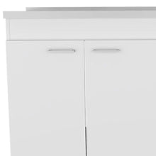 Load image into Gallery viewer, Wood Console Accent Cabinet With Two Doors Three Drawers - Silver / White