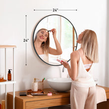 Load image into Gallery viewer, 24" Aluminum Round Framed Accent Mirror - Black