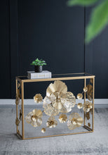 Load image into Gallery viewer, Console Table With Mirrored Glass Top, Modern Entryway Table For Living Room Foyer Entryway - Gold