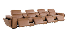 Load image into Gallery viewer, Top Grain Leather Reclining Metal USB Sofa (720422) - Chestnut