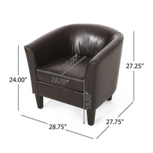 Load image into Gallery viewer, Faux Leather Club Chair With Curved Backrest - Brown