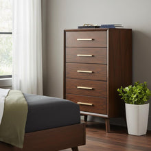 Load image into Gallery viewer, Solid Wood Five Drawer Chest - Walnut