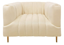 Load image into Gallery viewer, Velvet And Gold Solid Color Lounge Chair - Ivory