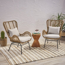 Load image into Gallery viewer, Modern Aesthetic Outdoor Rattan Accent Chair With Metal Legs