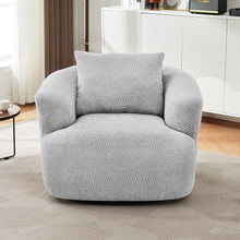 Load image into Gallery viewer, 360° Swivel Barrel Sofa Chair With Throw Pillow, Upholstered Accent Chair